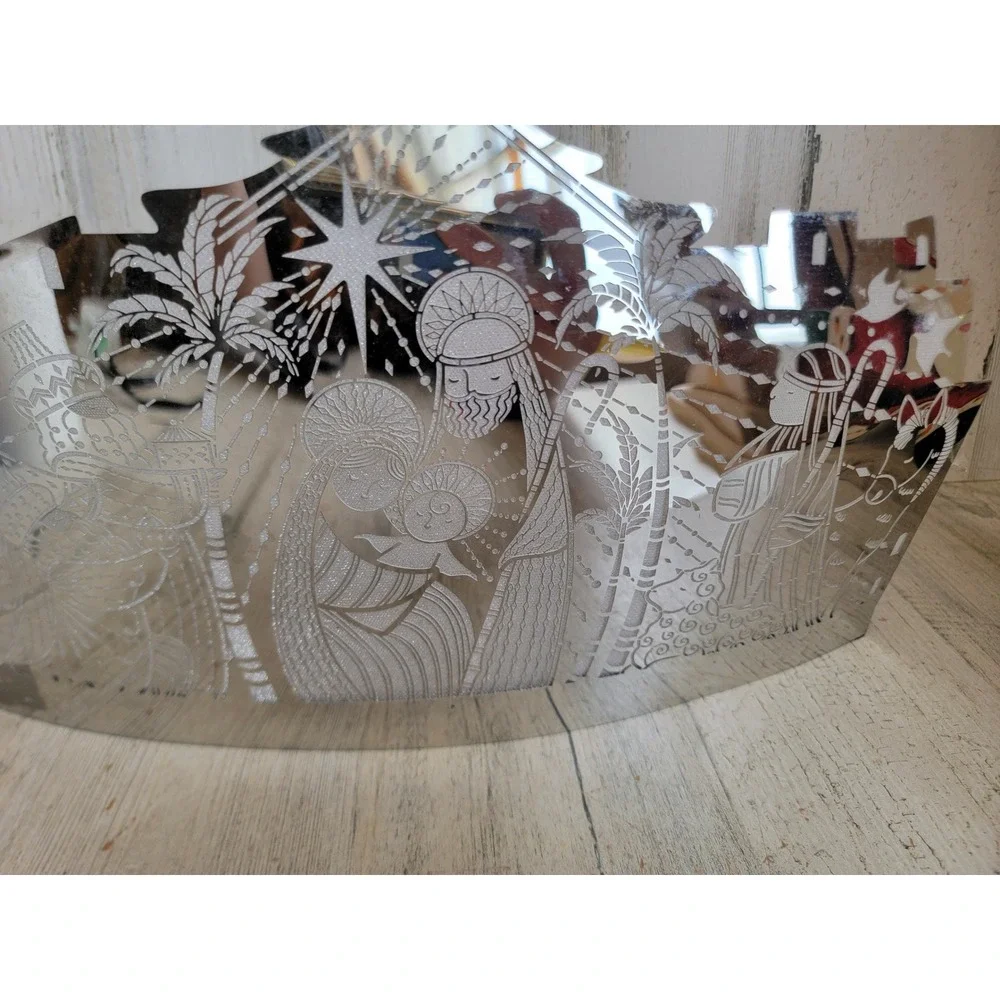 Party Lyte vintage Nativity scene tea light candle holder metal Xmas‎ home